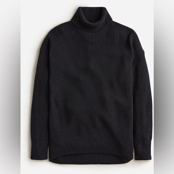 J. Crew Ribbed cotton-blend relaxed turtleneck sweater - Picture 1 of 7
